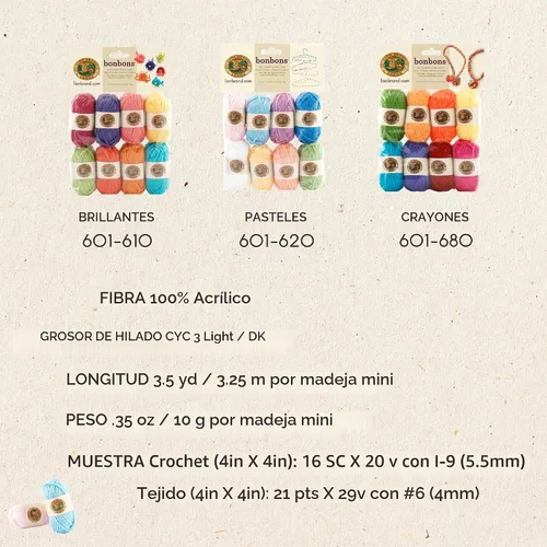 Vista 6 de Lion Brand Yarn Paquete de hilo BonBons Brights