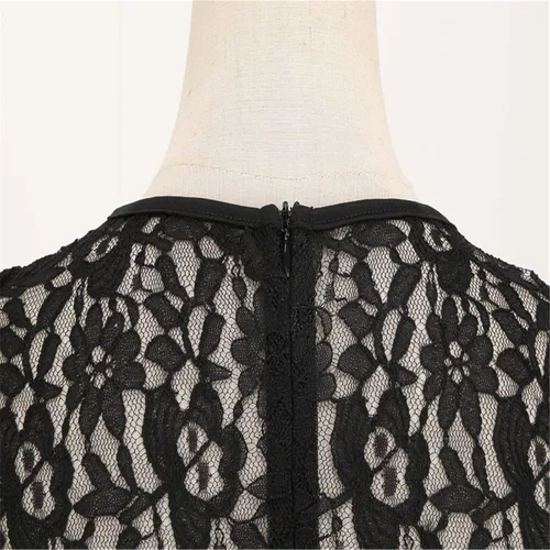 Vista 5 de Vestido de Halloween para mujer 2022, cuello redondo, sin mangas, encaje, retro, delgado, dobladillo grande