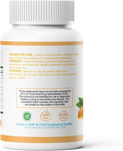 Vista 9 de Curcumina de cúrcuma 95 1000 mg, 95% complejo de curcuminoides con propóleo de abeja y bioperina, 120 cápsulas, suplemento de apoyo