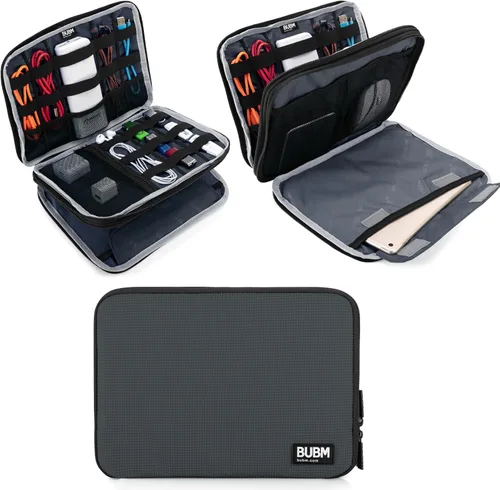 Vista 13 de Organizador de equipaje con doble capa para viajes BUBM, para llevar dispositivos y accesorios electrónicos., gris, 2 capas M Bolsa de viaje