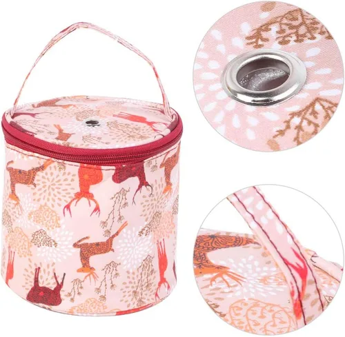 Vista 5 de QANYEGN Bolsa de almacenamiento de hilo, cuchillo portátil, bolsa de almacenamiento de micro ganchillo, para ganchillo, madejas de hilo, alicates