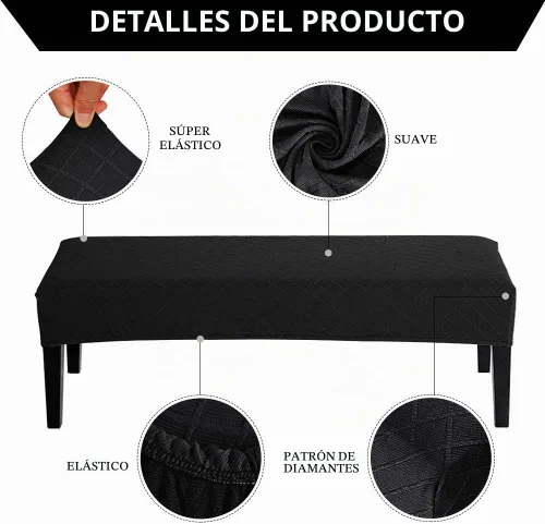 Vista 2 de Balana Fundas de banco de comedor jacquard, funda tapizada de elastano elástica, antipolvo, extraíble, lavable, protector de asiento para sala