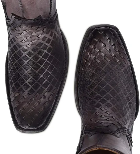 Vista 7 de Cuadra Bota Hombre en Piel Genuina con Cremallera Negra