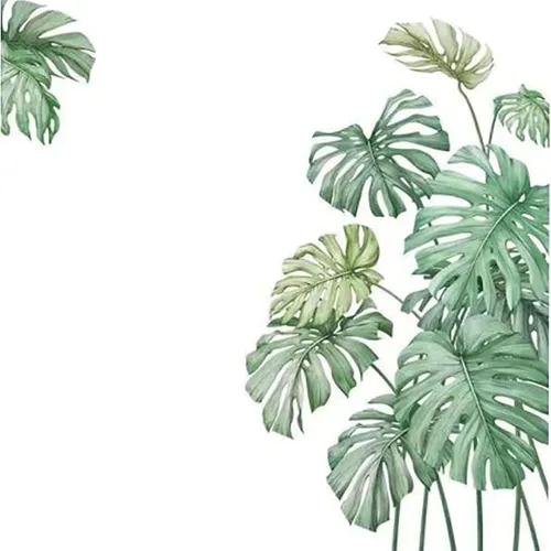 Vista 6 de Efavormart - Calcomanías de pared con hojas de palmera tropicales verdes, calcomanías removibles