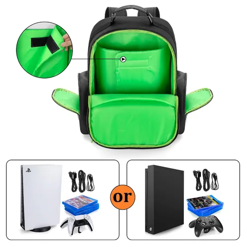 Vista 2 de PGmoon Console Backpack Compatible with PS5Xbox OneOne SXbox 360, Travel Carrying Case Bag with Protective Liner Fits 15.6" Laptop, Headset