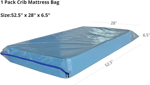 Vista 2 de Bolsa de almacenamiento para colchón de cuna con cremallera, funda de 3 mil de grosor Plastic Mattress Protector for Moving, Waterproof, Heavy