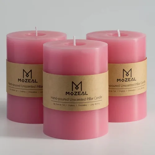 Vista 134 de MOZEAL Juego de 3 velas sin perfume vertidas a mano de 3 x 6 pulgadas, velas tipo pilar sin goteo, combustión de larga duración, aproximadamente 120