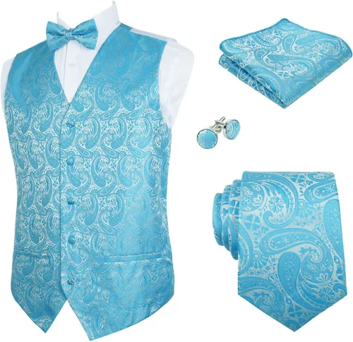 Vista 11 de Alizeal Conjunto de 4 piezas de chaleco floral con lazo y bolsillo cuadrado 185-champán