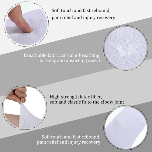 Vista 3 de 1 par de coderas con almohadilla de esponja gruesa, almohadillas protectoras blancas transpirables para coderas de voleibol, protector de rodilla