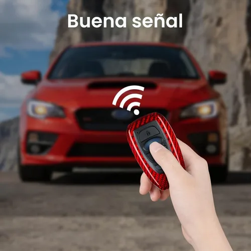 Vista 3 de T-carbon Real Glass Fiber Key Fob Cover Compatible with Subaru Key Case Rojo