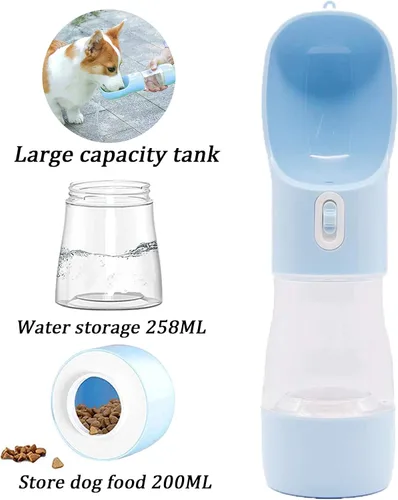 Vista 5 de Botella de agua para perros, botella de agua portátil para perro, diseño multifuncional y desmontable para beber y comer, taza combinada, botella