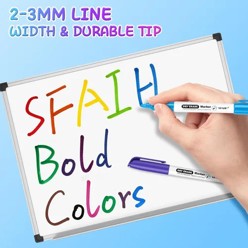 Vista 3 de SFAIH Fine Tip Dry Erase Markers - 15 Pack 15 Assorted Color Whiteboard Erasable Markers, Ideal for Classroom School Office Home Use on White Board