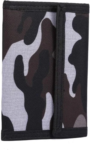 Vista 2 de Billetera de lona triple para deportes al aire libre para niños - Cartera de bolsillo frontal con cremallera, Gris2