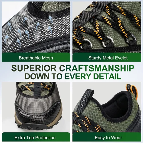 Vista 4 de R CORD Hiking Shoes for Men Low Top Waterproof Mens Hiking Shoes Trekking Trails Outdoor Backpacking Mountaineering Shoes