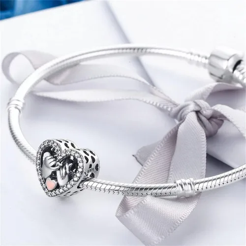 Vista 5 de BISAER Abalorio de plata de ley 925 con cuentas de cristal azul Hamsa para pulsera Pandora