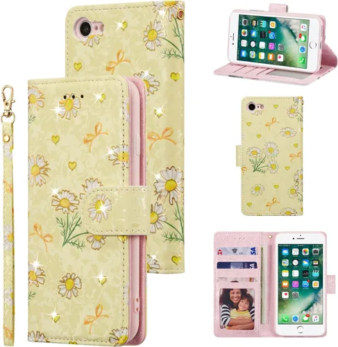 Vista 11 de UEEBAI Funda tipo cartera para iPhone SE 2022 5G/iPhone 7/iPhone 8/iPhone SE 2020, funda de piel sintética con función atril y bloqueo RFID, funda