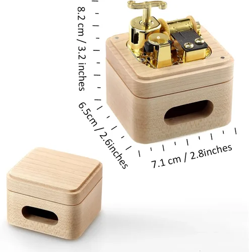 Vista 4 de SOFTALK Caja de música de madera con sonido de 18 notas, cajas musicales enrolladas, regalos para Navidad, cumpleaños, día de San Valentín