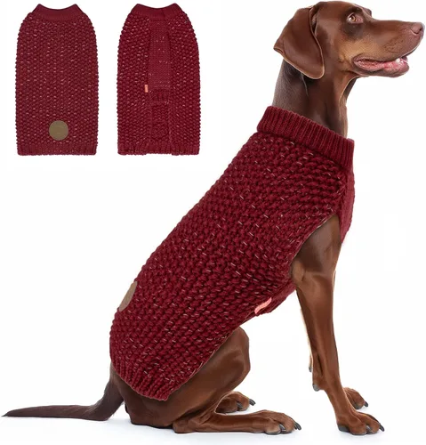 Vista 37 de KYEESE Suéter para Perro con Agujero para Correa para Perros Pequeños Machos Suéter Cálido con Hilo Reflectante Tejido Suave Ropa para Perros Machos