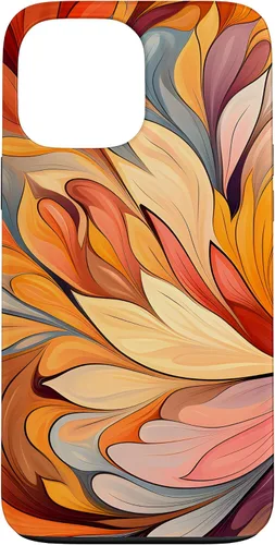 Vista 24 de iPhone 12 Pro Max Remolinos florales abstractos Funda de colores cálidos de otoño