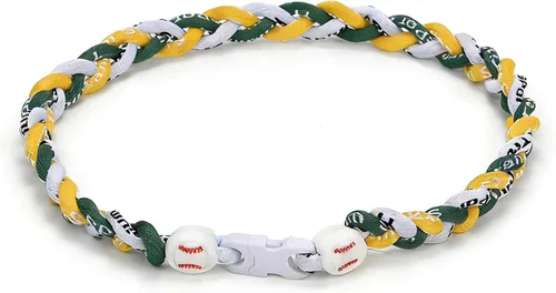 Vista 9 de Collar de béisbol de 18 pulgadas, regalos de goteo de béisbol, collares deportivos de tres trenzas, collares de titanio Tornado de cuerda deportiva