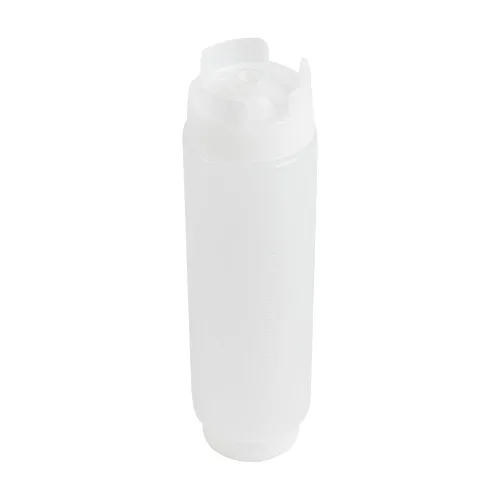 Vista 11 de Restaurantware Botella de presión invertida de plástico de 16oz. FIFO con tapas de recarga y dispensación - Primero en entrar, primero en salir