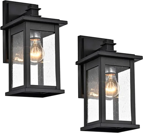Vista 15 de MICSIU Luces de Porche de Bronce Frotado con Aceite para Pared Exterior, Lámparas Exteriores Impermeables Estilo Granja con Casquillos E26 y Negro