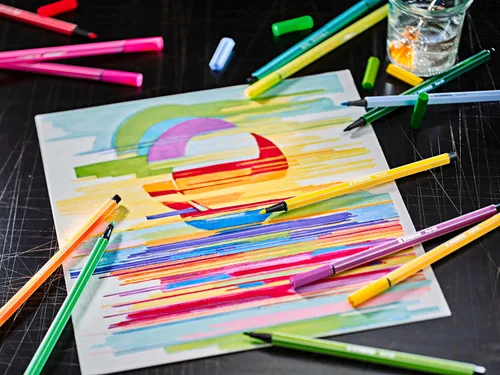 Vista 6 de STABILO Bolígrafo de punta de fibra prémium 68 – ARTY – Paquete de 12 – Colores surtidos