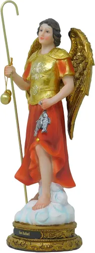 Vista 2 de Arcángel Rafael Figura religiosa de 12 pulgadas de alto, estatua de Arcangel Rafael