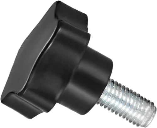 Vista 23 de Perillas de sujeción de estrella, rosca macho M5 x 0.984 in, cabeza de 0.945 in, mango de tornillo de pulgar de plástico, perno roscado, color negro