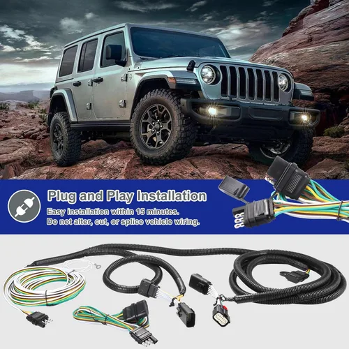 Vista 7 de BX88368 EZ - Kit de arnés de cableado de remolque para Jeep Willys 2021-2025 Wrangler JL 2018-2025 y Gladiator 2020-2025 Kit de cableado de vehículo