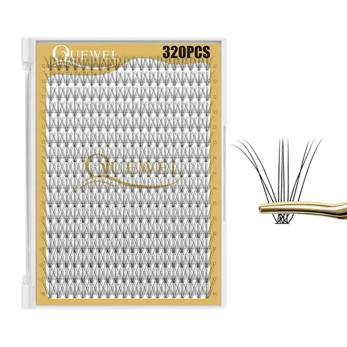 Vista 42 de Kit de racimos de pestañas QUEWEL, 320 piezas, extensiones de pestañas en racimo de 30D, racimos de pestañas de 9-16mm, kit de pestañas dispersas