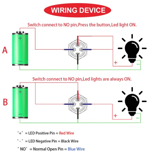 Vista 6 de 6Pcs Interruptor de botón de cierre led de 12mm con carcasa negra y pre-cableado, interruptor de botón a prueba de agua IP65, 1NO 1 normalmente
