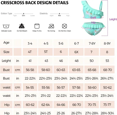 Vista 5 de Phineein Traje de baño tankini de 2 piezas para niñas con estampado de corazón y frutas tropicales
