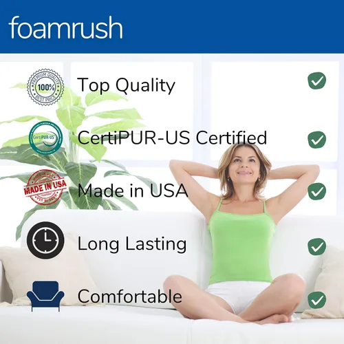 Vista 4 de FoamRush Espuma de tapicería de 1 x 22 pulgadas de ancho x 24 pulgadas de largo, espuma firme de alta densidad de apoyo suave