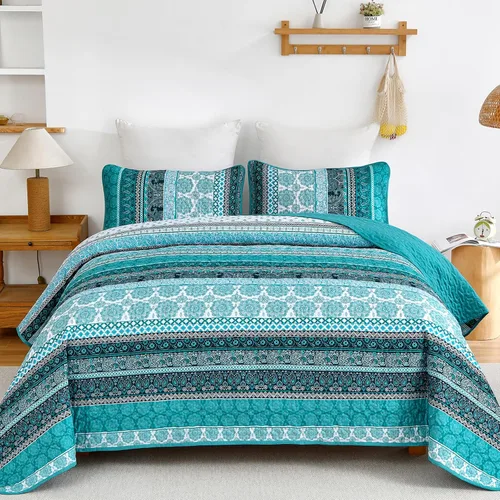 Vista 17 de WONGS BEDDING Juego de Edredón Boho Tamaño Full, Juego de Edredones Bohemios Grises de 3 Piezas, Juego de Ropa de Cama Cubrecama de Microfibra Negro