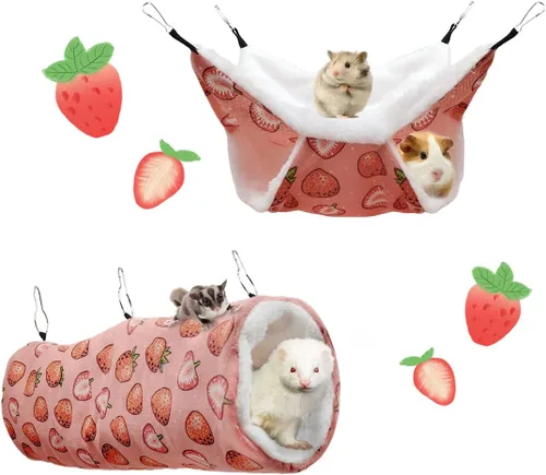 Vista 11 de LEFTSTARER Hamaca colgante para animales pequeños para mascotas, hurón, litera, jaula de juguete para hámster, rata, planeador de azúcar, loro