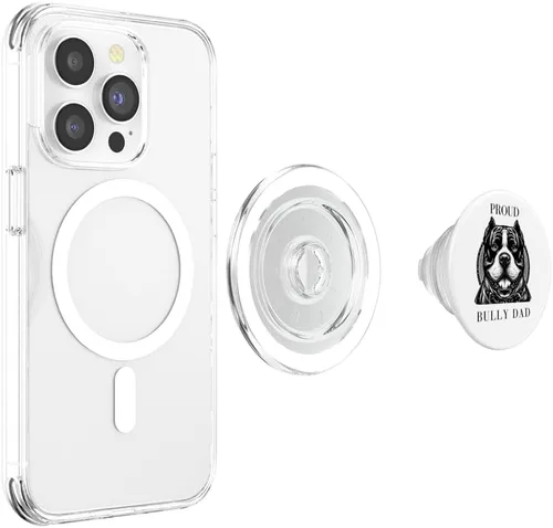 Vista 4 de Bully Dad American Bully XL Pitbull Terrier Dog Support PopSockets MagSafe PopGrip para iPhone