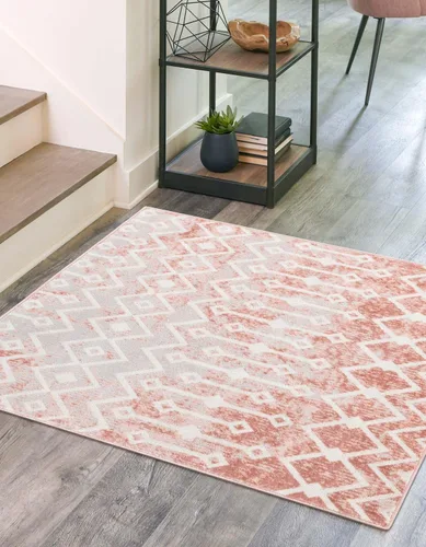 Vista 9 de Unique Loom Bohemian Trellis Collection - Alfombra rectangular de 2 x 3 pies 1 pulgada, color rosa polvoriento/marfil