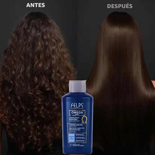 Vista 2 de Felps Professional Omega Zero Resistance Tratamiento de nanoplastia, alisado de cabello sin formaldehído, con aceite de macadamia, 3.38 onzas Azul