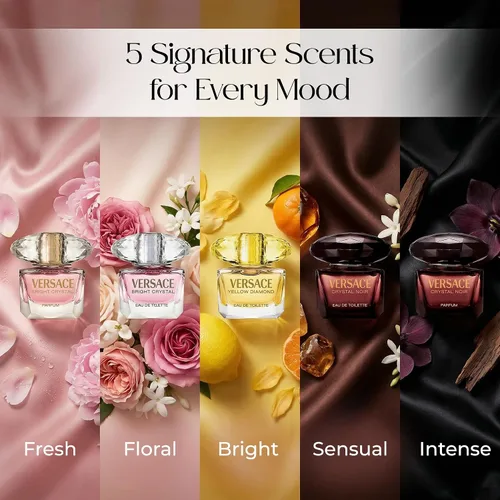 Vista 5 de Versace Set de regalo de perfume para mujer – Mini variedad de salpicaduras, 5 piezas de 0.17 onzas cada una
