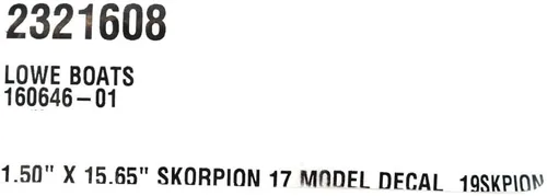 Vista 4 de Lowe Boat Brand Decal 2321608 Skorpion 17 Silver 15 1/2 x 1 1/2 pulgadas