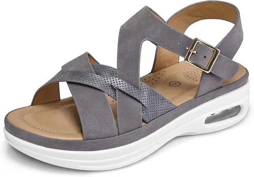 Vista 8 de mysoft Sandalias de senderismo para mujer, cómodas, con soporte acolchado de aire, correa de tobillo, sandalias de vestir