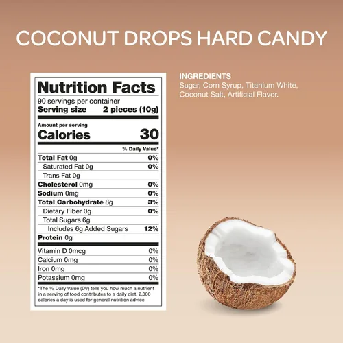 Vista 2 de Caramelo de coco, caramelo duro envuelto individualmente, paquete de 2 libras Relleno cremoso, caramelo anticuado, caramelo de oficina