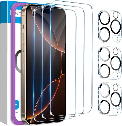 Vista 9 de Fotbor Compatible con 3 protectores de pantalla de iPhone Air con 1 juego de protector de lente de cámara, actualización 2025 9H+ vidrio templado