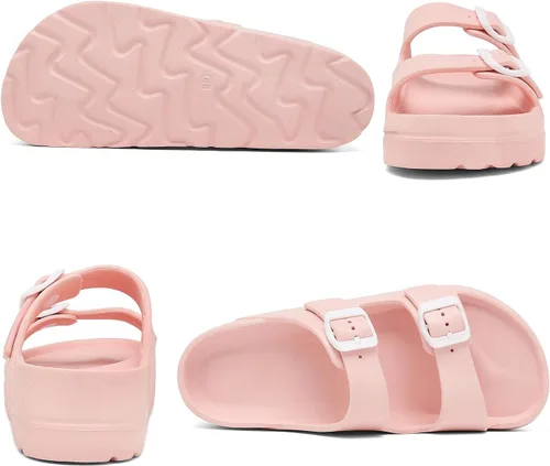 Vista 2 de Sandalias de plataforma para mujer con soporte de arco, hebilla ajustable, sandalias de playa para mujer, cómodas, ligeras, ultraacolchadas