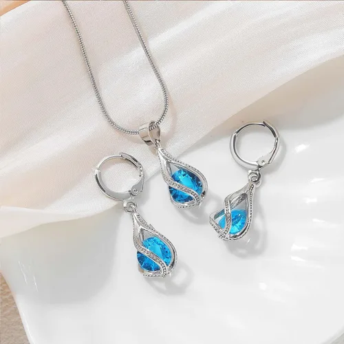 Vista 3 de IFKM Silver Jewelry Sets for Women Rhinestone Crystal CZ Bridal Bridesmaid Accessories Necklace Earrings set for Wedding Prom Anniversary Birthday