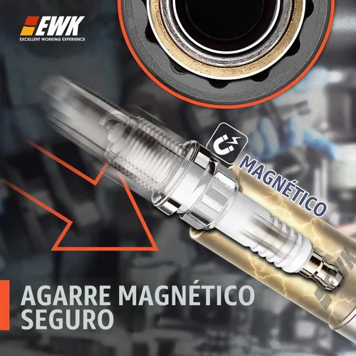 Vista 6 de EWK - Enchufe de bujía magnético de pared delgada de 14 mm, 12 puntos para BMW, Mini Cooper, Nissan, Infiniti