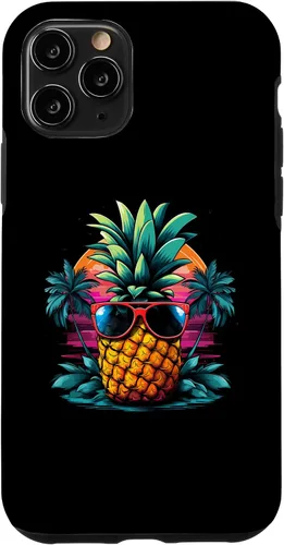 Vista 27 de iPhone 16 Vintage Pineapple With Sunglasses 70s 80s Vaporwave Hawaiian Case