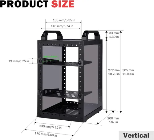 Vista 2 de GeeekPi DeskPi RackMate TT Mini gabinete de servidor para mini PC, red, servidores, audio y equipo de video