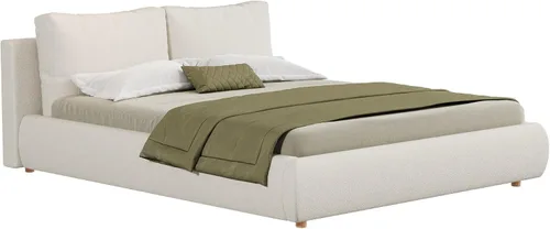 Vista 4 de Harper & Bright Designs Cama de plataforma de almacenamiento hidráulica de tamaño Queen con cabecero, lujoso marco de cama tapizado Boucle con 2